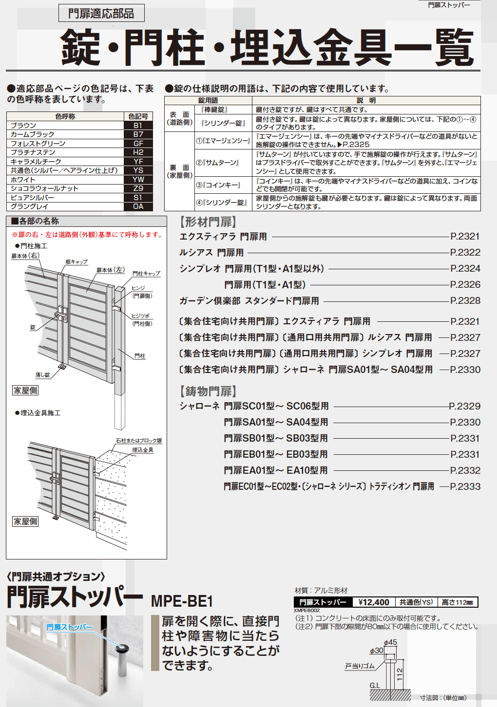 YKK AP 門扉ストッパー（2023年版）1