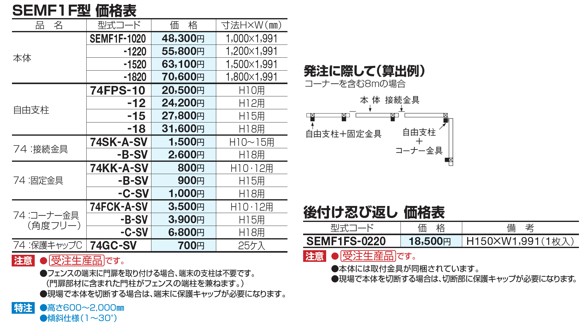 フェンス SEMF1F型【2023年版】_価格_2