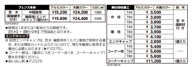 ルシアス フェンスLite B01型　横格子なし【2023年版】_価格_1