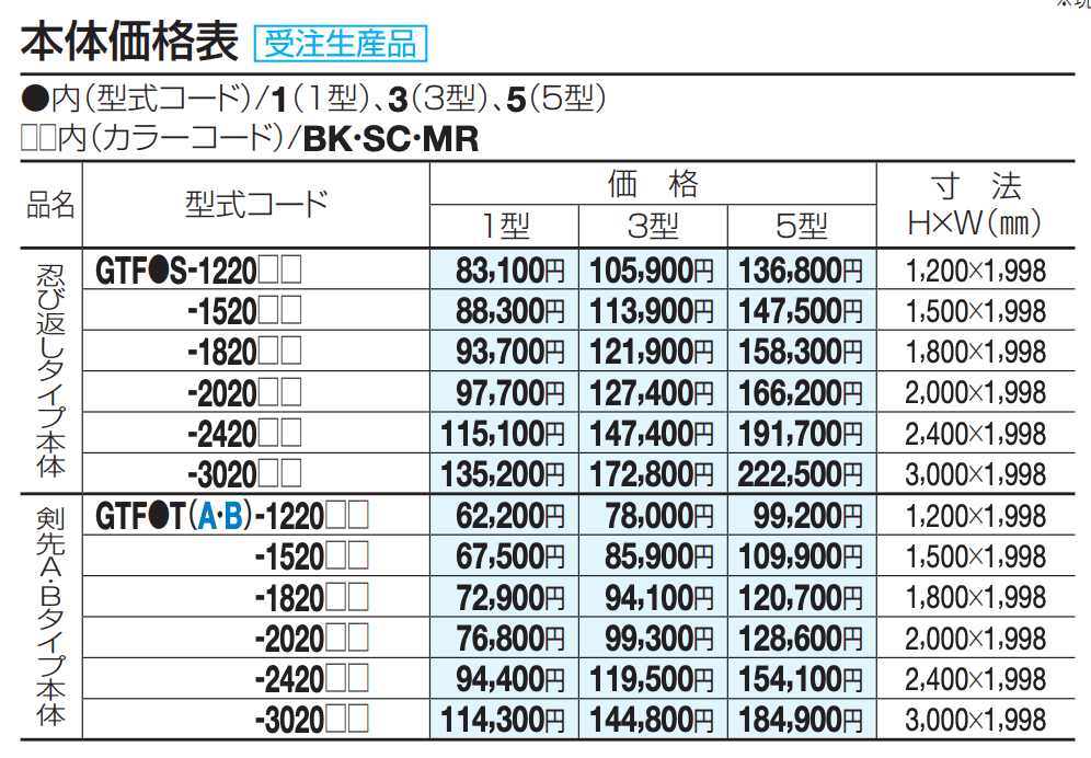 GTF3型(剣先Bタイプ)【2023年版】_価格_2