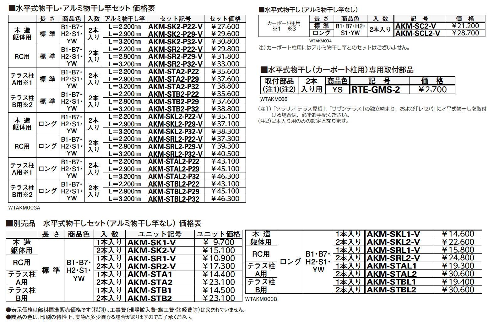 テラス屋根・バルコニー屋根用　水平式物干し【2023年版】_価格_2