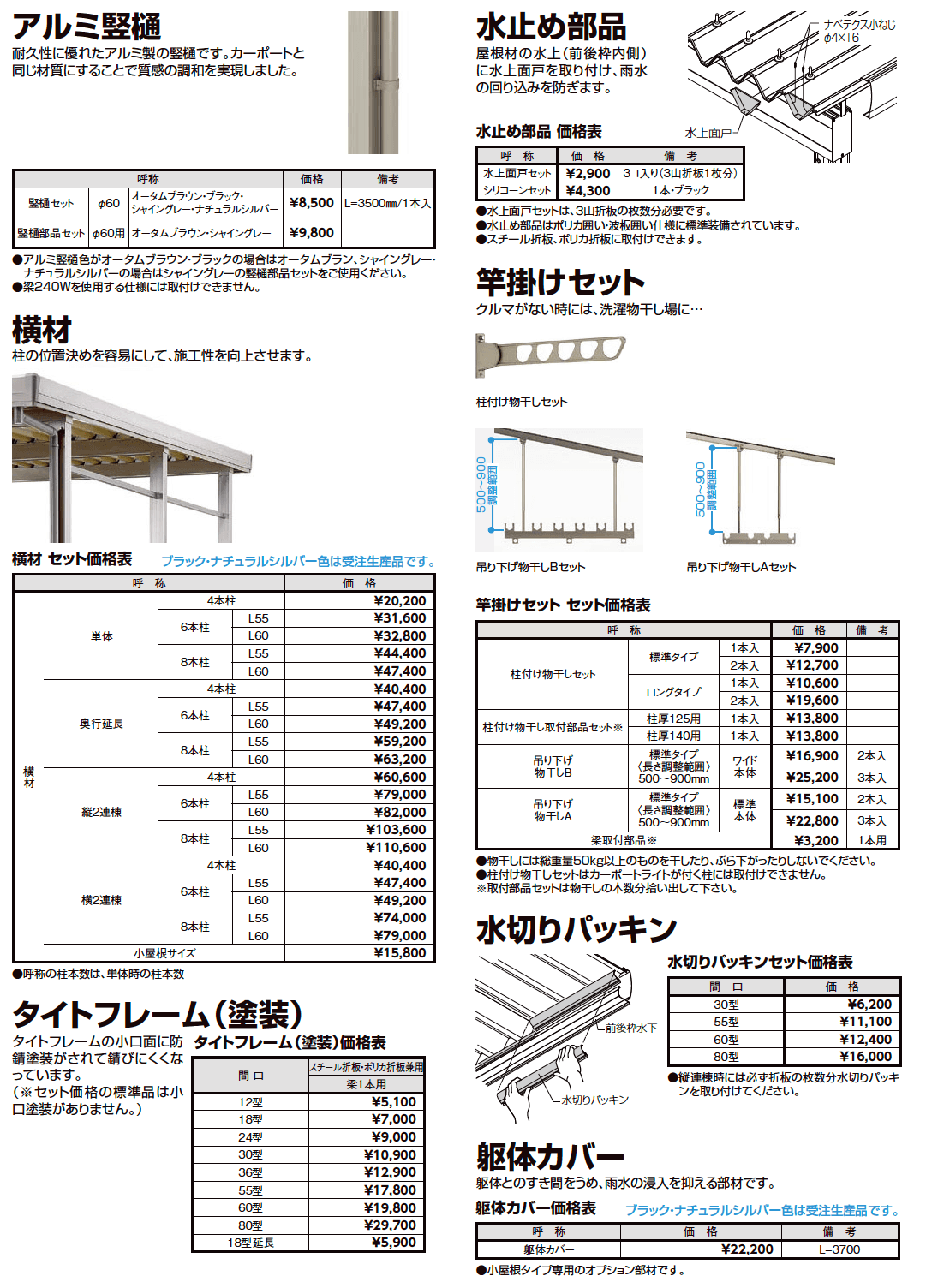 LIXIL カーポートSW・ST  オプション(2023年版)1