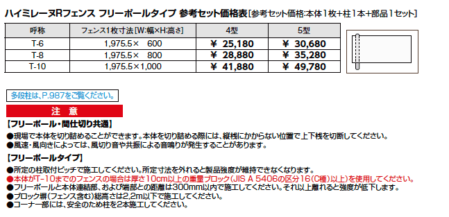 ハイミレーヌR 5型フェンス【2023年版】_価格_1