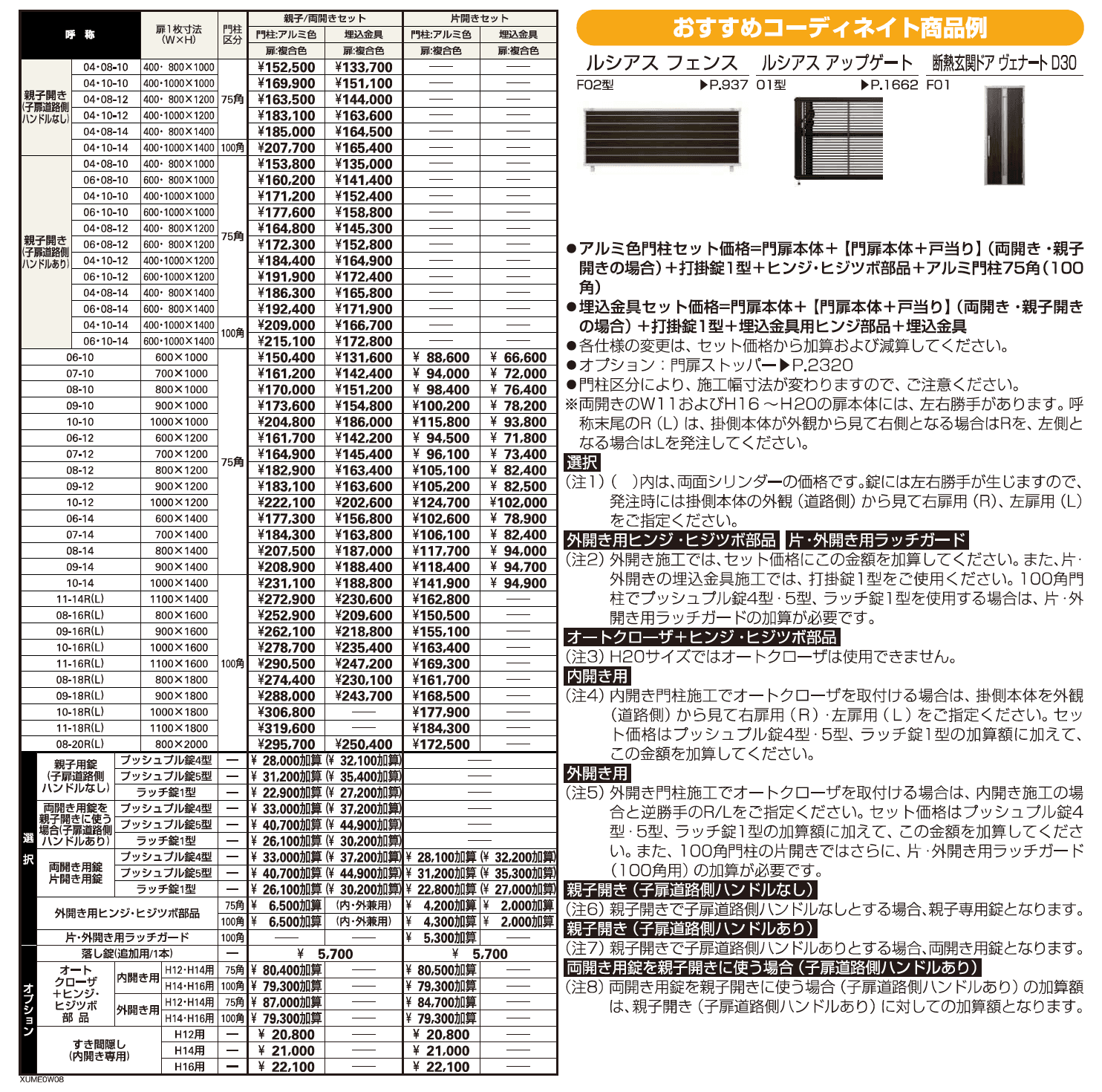 ルシアス 門扉W08型【2023年版】_価格_1