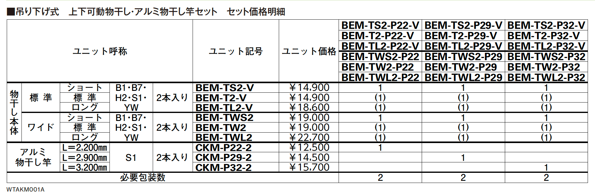 テラス屋根・バルコニー屋根用　吊り下げ式　上下可動物干し【2023年版】_価格_2