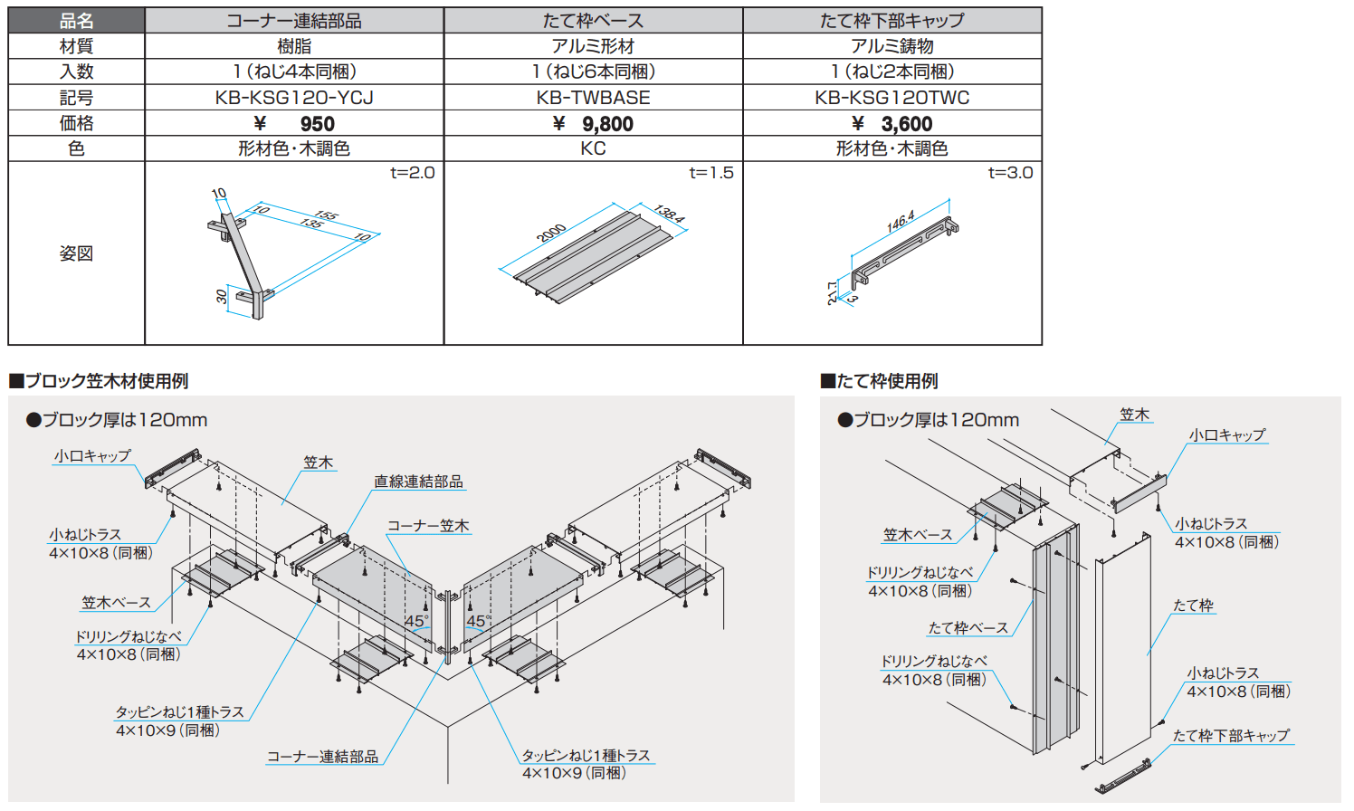 ブロック笠木材（ブロック厚120mm用） 【2022年版】_価格_2