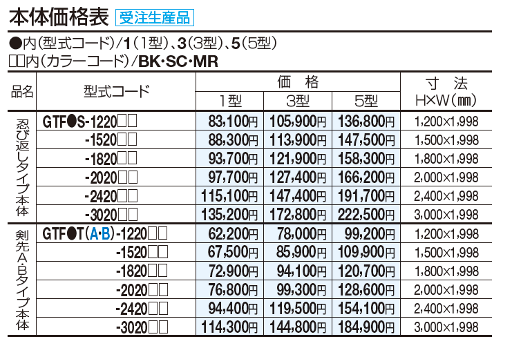 GTF3型(剣先Aタイプ)【2023年版】_価格_2