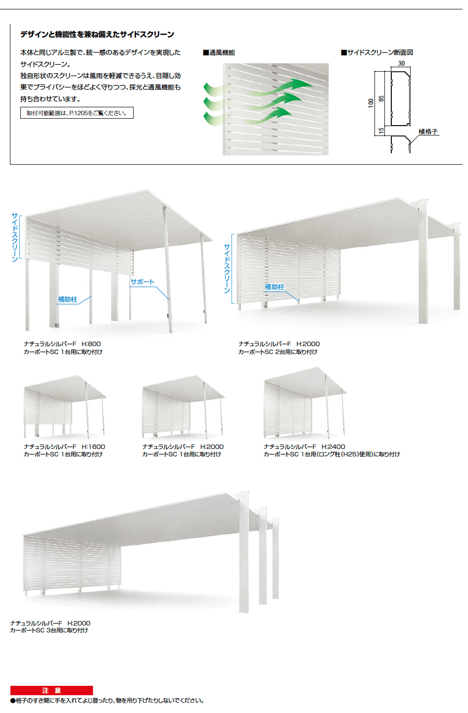 LIXIL カーポートSC サイドスクリーン-1(2023年版)2