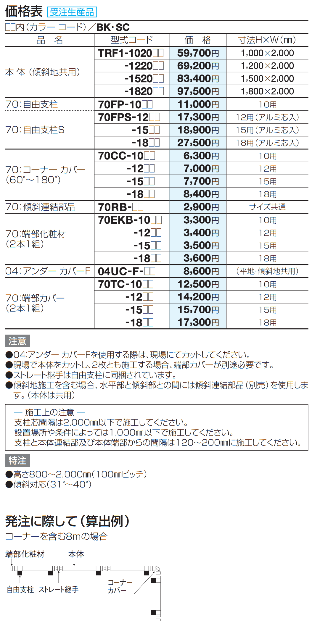 ルーバー フェンスTRF1型(本体・支柱ピッチ2,000㎜)【2023年版】_価格_2