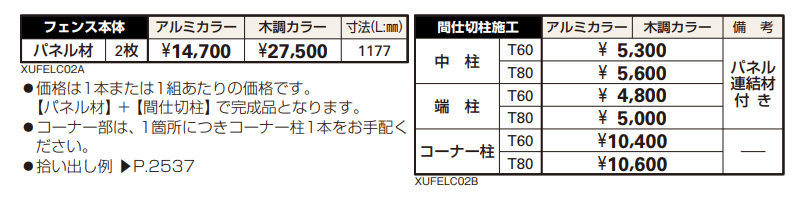 ルシアス フェンスLite C02型　パネル材2枚【2023年版】_価格_1