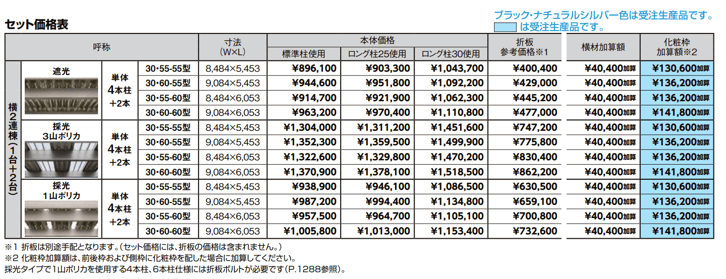 カーポートSW 900タイプ 3台用横2連棟【2022年版】_価格_1