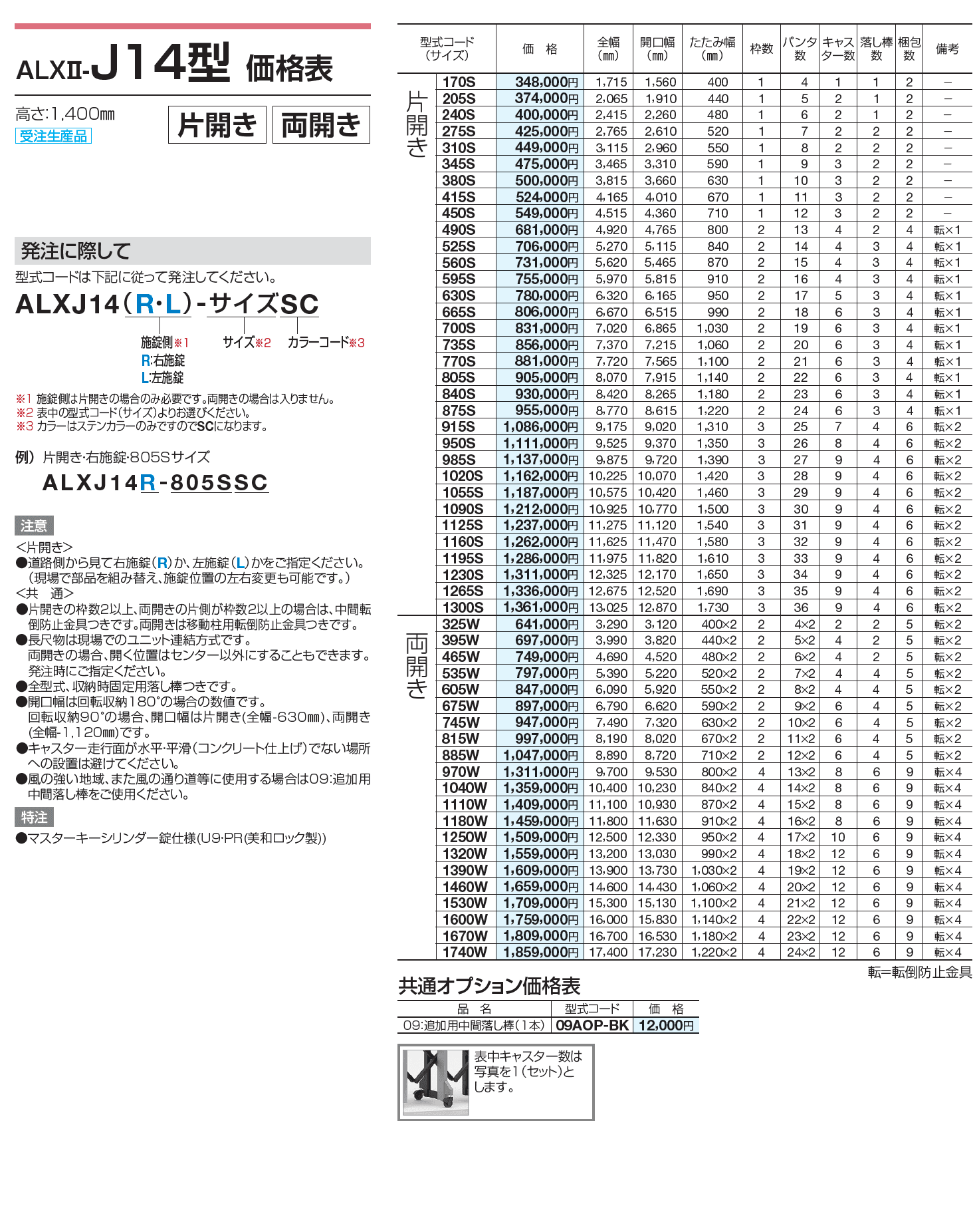 ALXⅡ-J 10型/12型/14型/16型/18型【2023年版】_価格_5