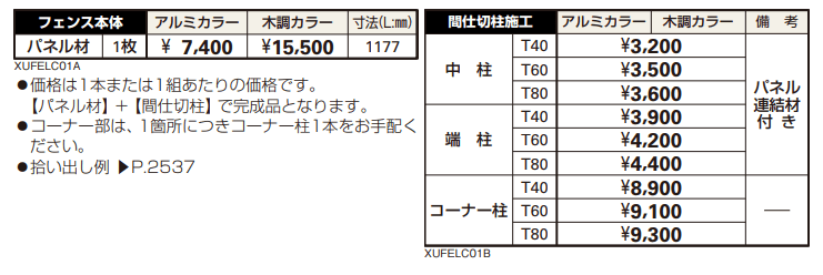 ルシアス フェンスLite C01型　パネル材1枚 【2022年版】_価格_1