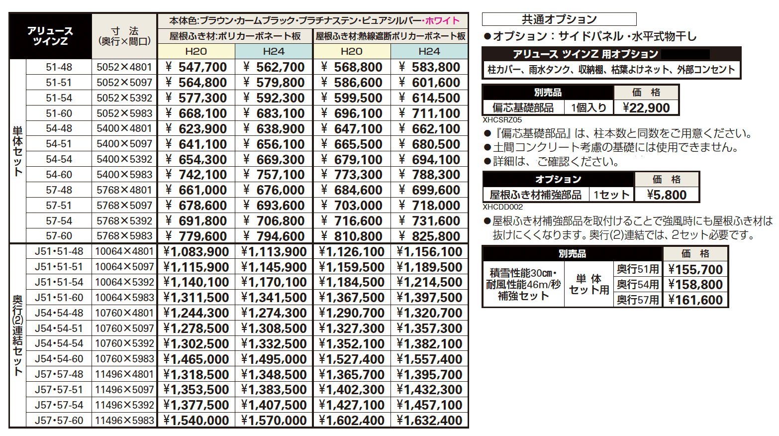 アリュース ツインZ 750タイプ 単体セット／奥行（2）連棟セット【2023年版】_価格_1