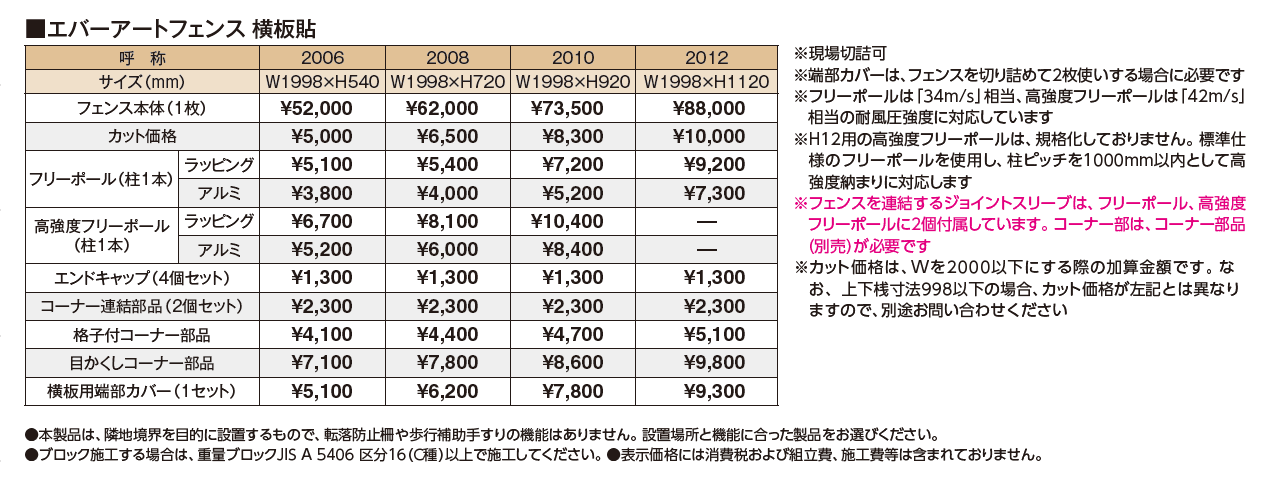 エバーアート®︎フェンス 横板貼_価格_1