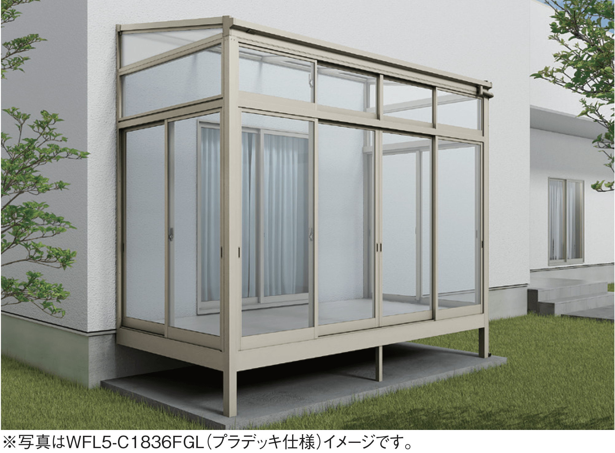 大仙の「ソレイドテラス囲い ノーマルサッシ(ランマ引違い)【床仕様】」のサブ画像1