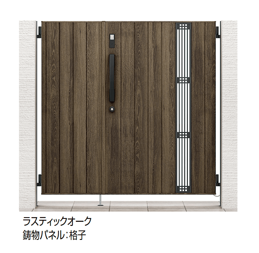 LIXILの「開き門扉AA スマートロックシステム FamiLock TS2型(木調)【2025年版】」