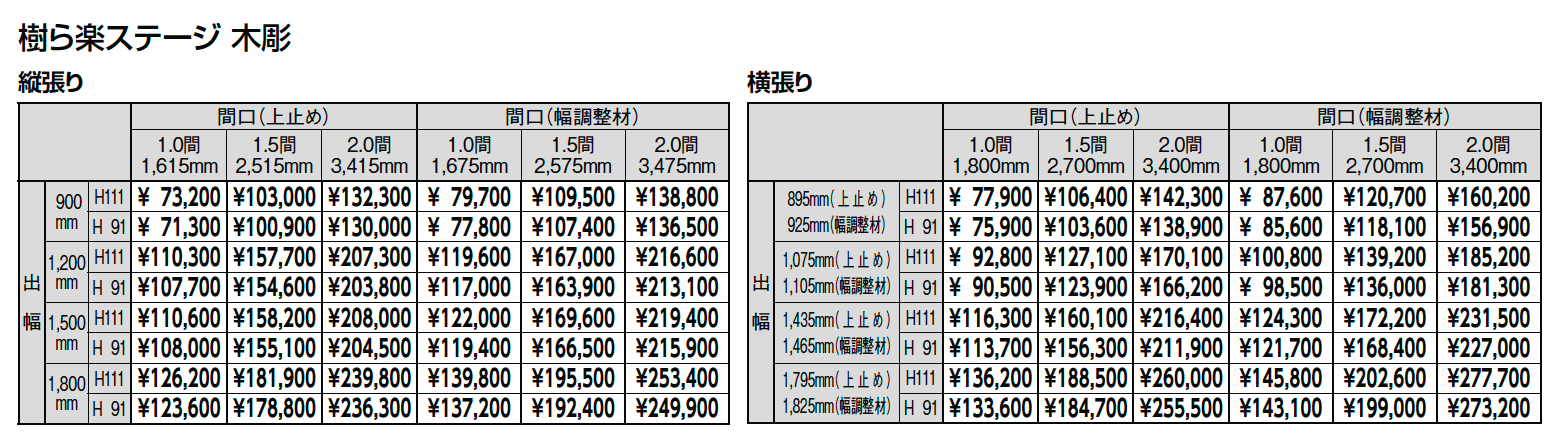 樹ら楽ステージ木彫 ベランダ仕様【2024年版】_価格_1
