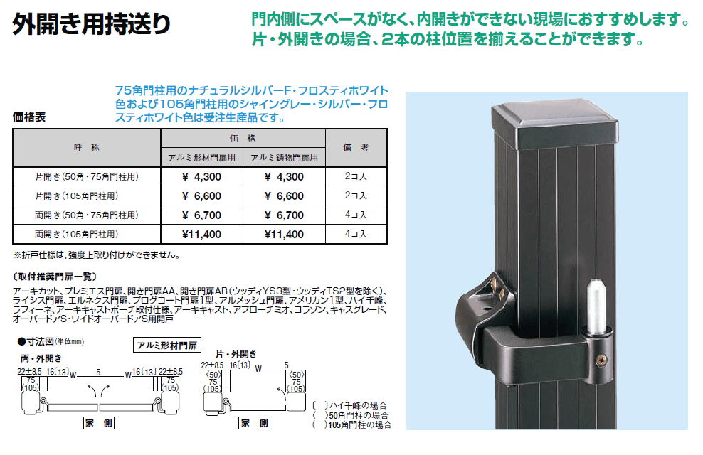 開き門扉AA TS1型(木調)【2024年版】_価格_3
