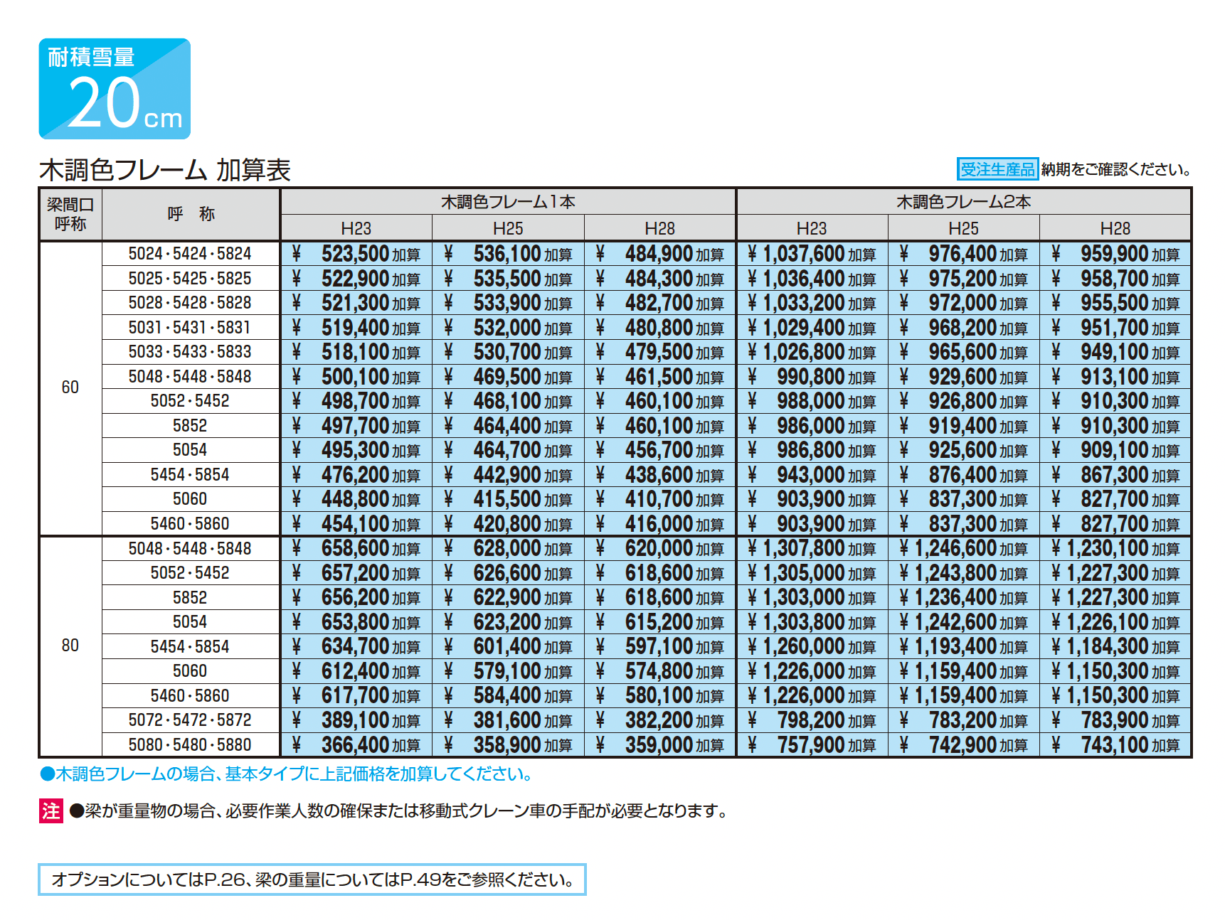 スカイリード 両側支持タイプ(耐積雪量20cm仕様:延長梁・木調色フレーム)【2026年3月版】_価格_2