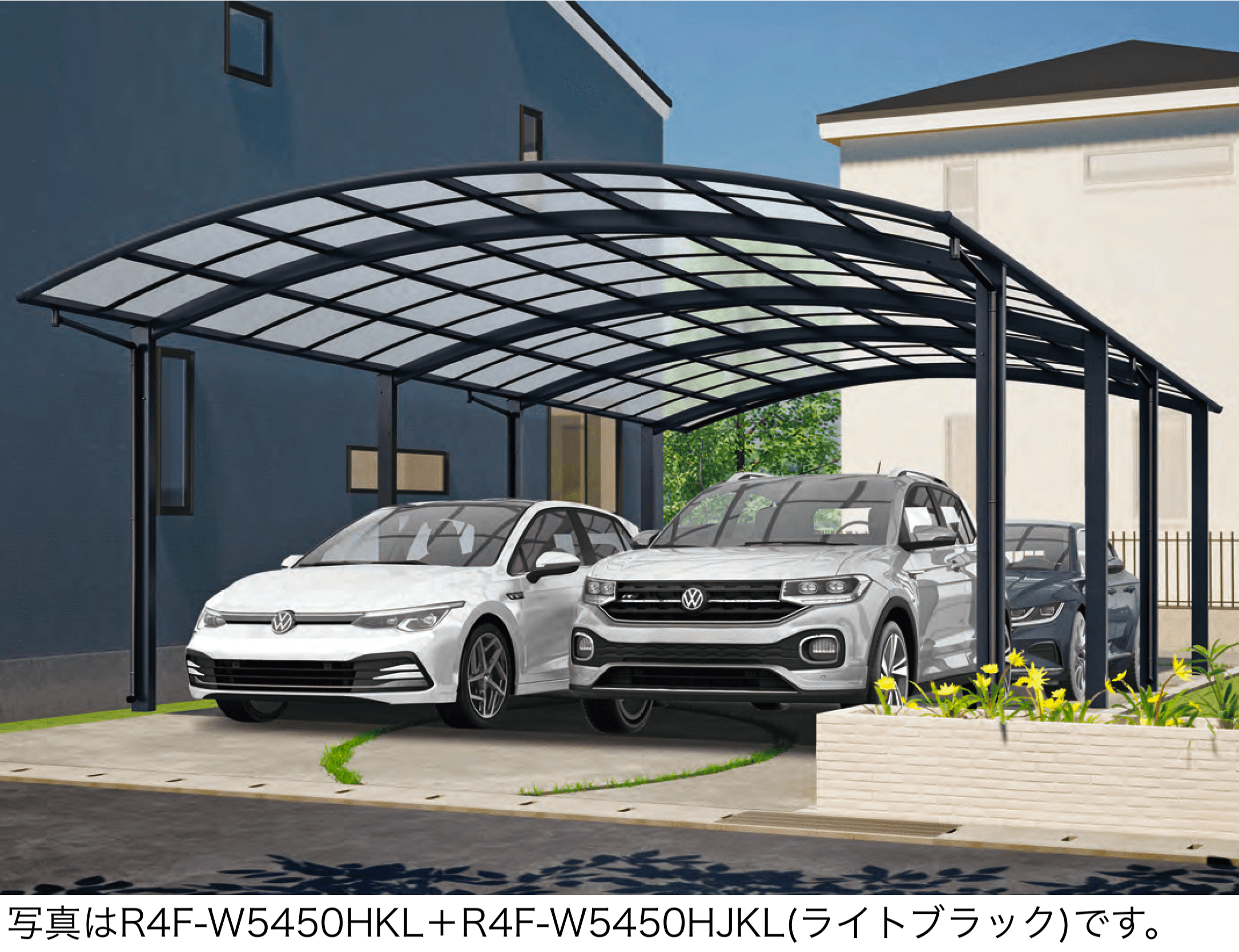 大仙の「リアルポートⅣ ワイドタイプ カーポート:奥行延長(2台用+α)・奥行連棟(4台用)」