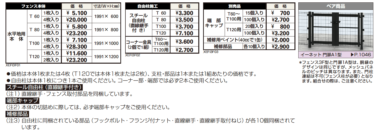 イーネット フェンス3F型【2023年版】_価格_1