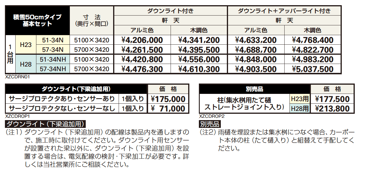 エクスティアラ ルーフ 積雪50㎝タイプ 基本セット(1台用)【2023年版】_価格_1