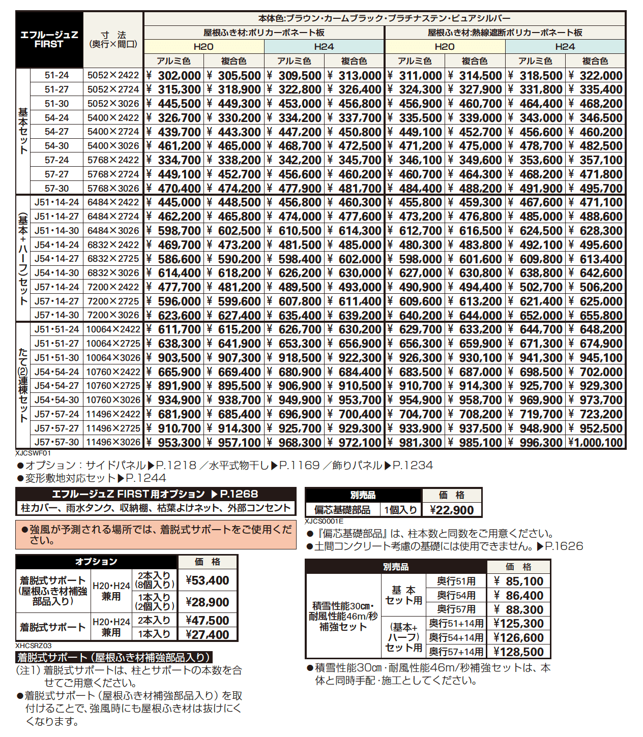 エフルージュZ FIRST 750タイプ 基本セット/(基本+ハーフセット)/たて(2)連棟セット【2023年版】_価格_1