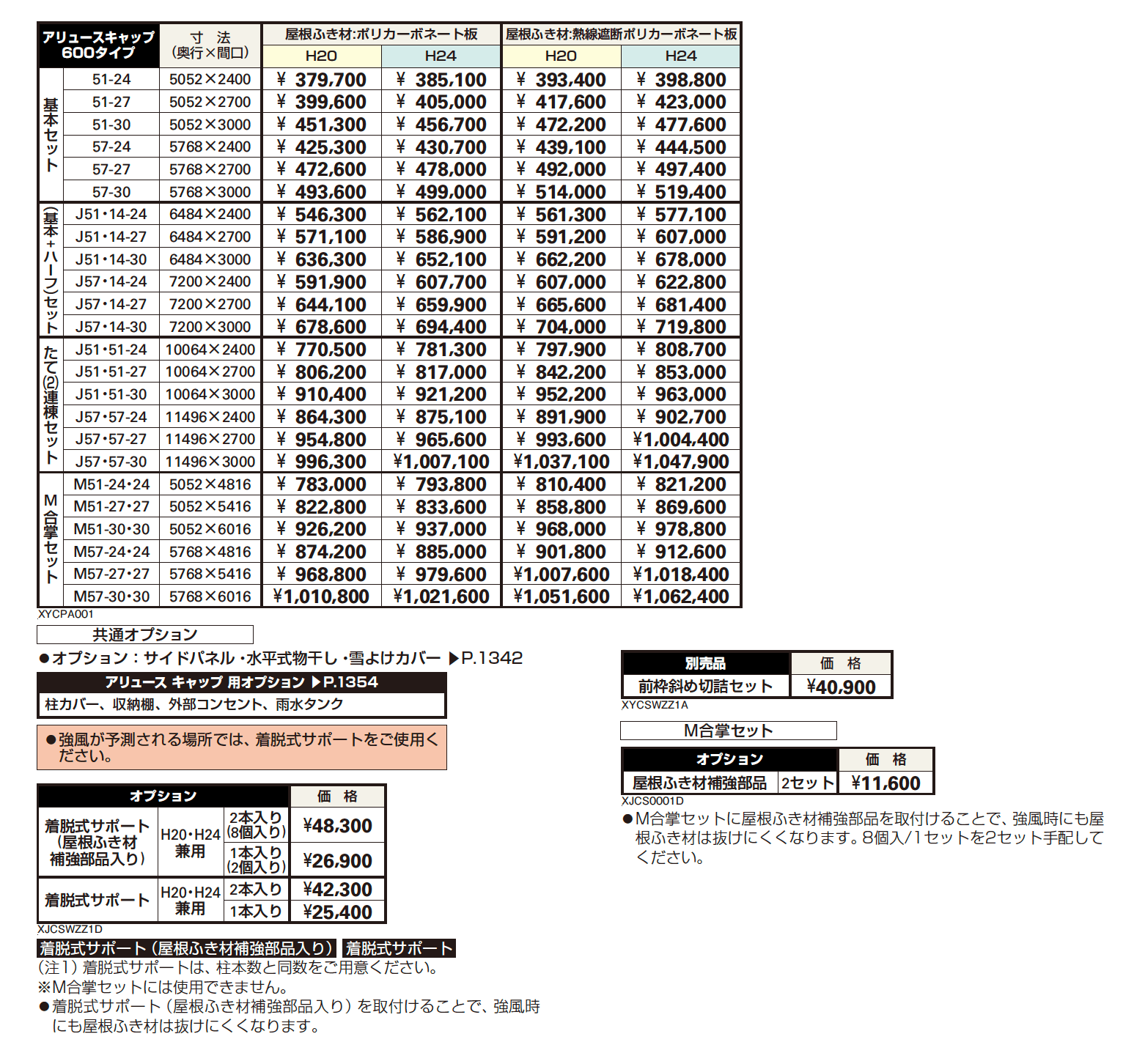 アリュース キャップ 600タイプ 基本セット/(基本+ハーフ)セット/たて(2)連棟セット/ M合掌セット【2023年版】_価格_1