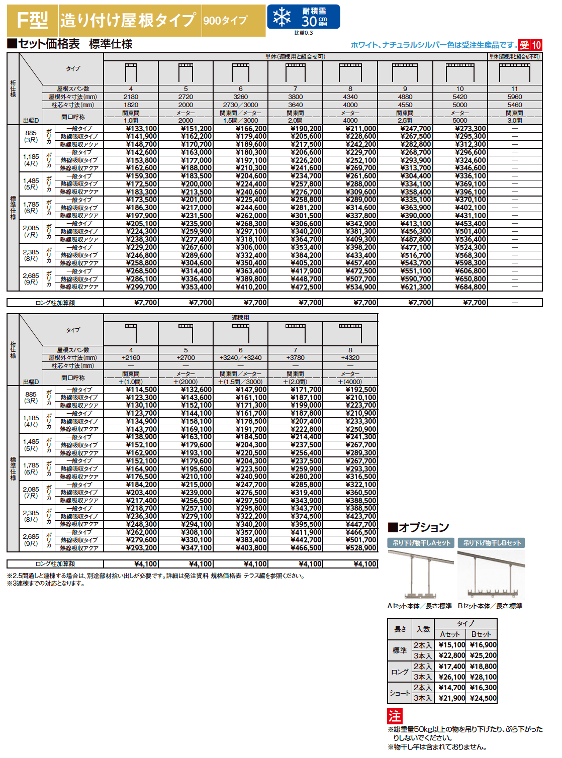 テラスVS F型 造り付け屋根タイプ【2023年版】_価格_1