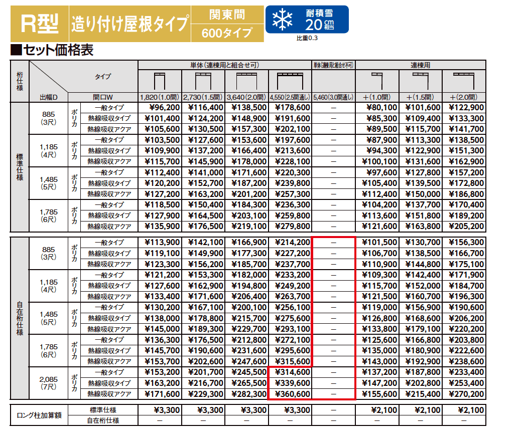 スピーネ R型 造り付け屋根タイプ 関東間【2023年版】_価格_1