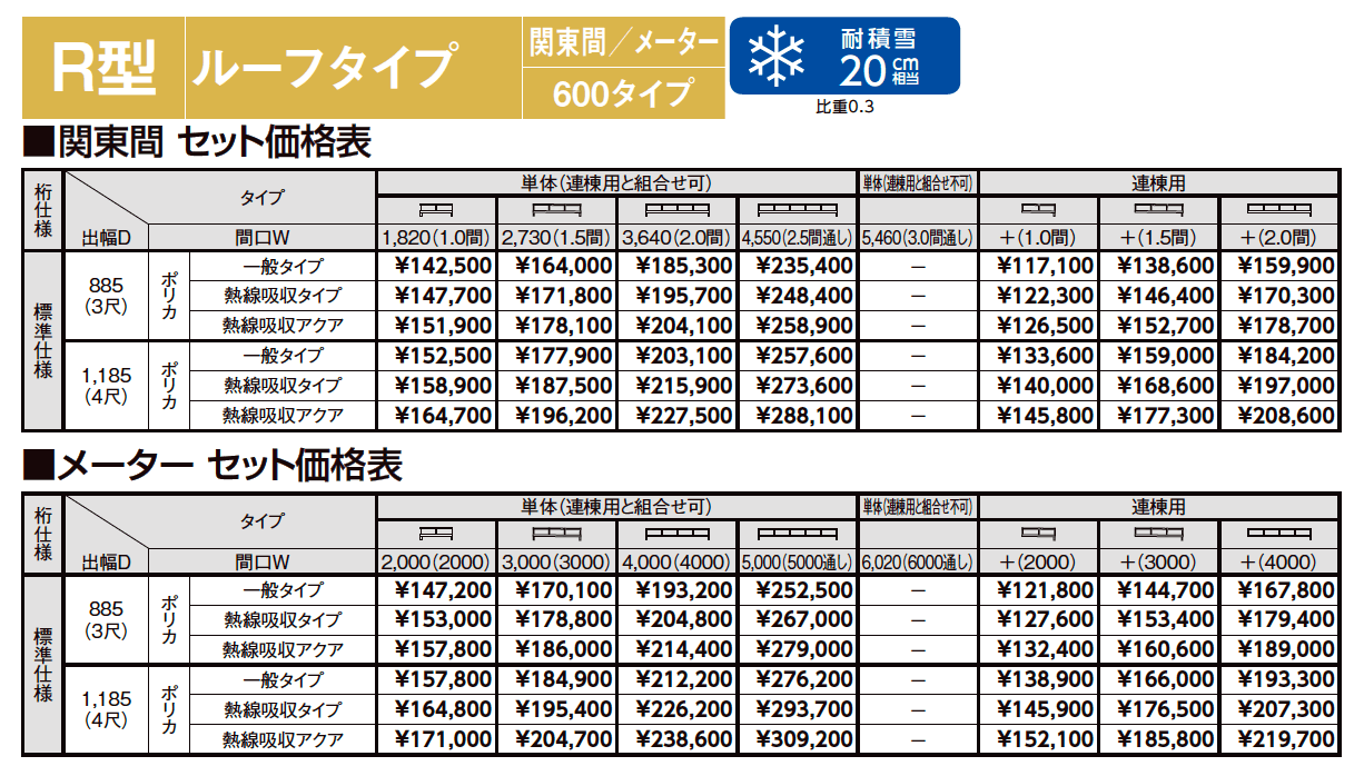 スピーネ R型 ルーフタイプ 関東間【2023年版】_価格_1