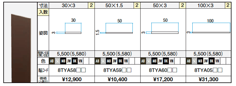 汎用形材 フラットバー(アルミ)【2023年版】_価格_1