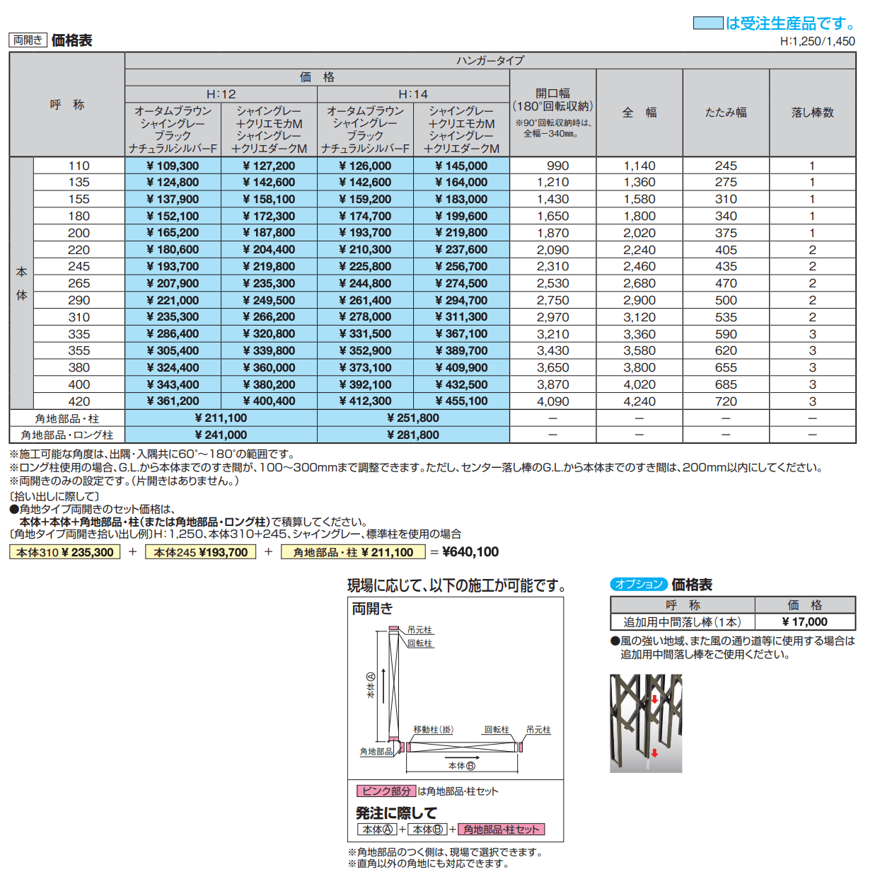 伸縮門扉QA HG型 角地タイプ(両開き)【2023年版】_価格_1