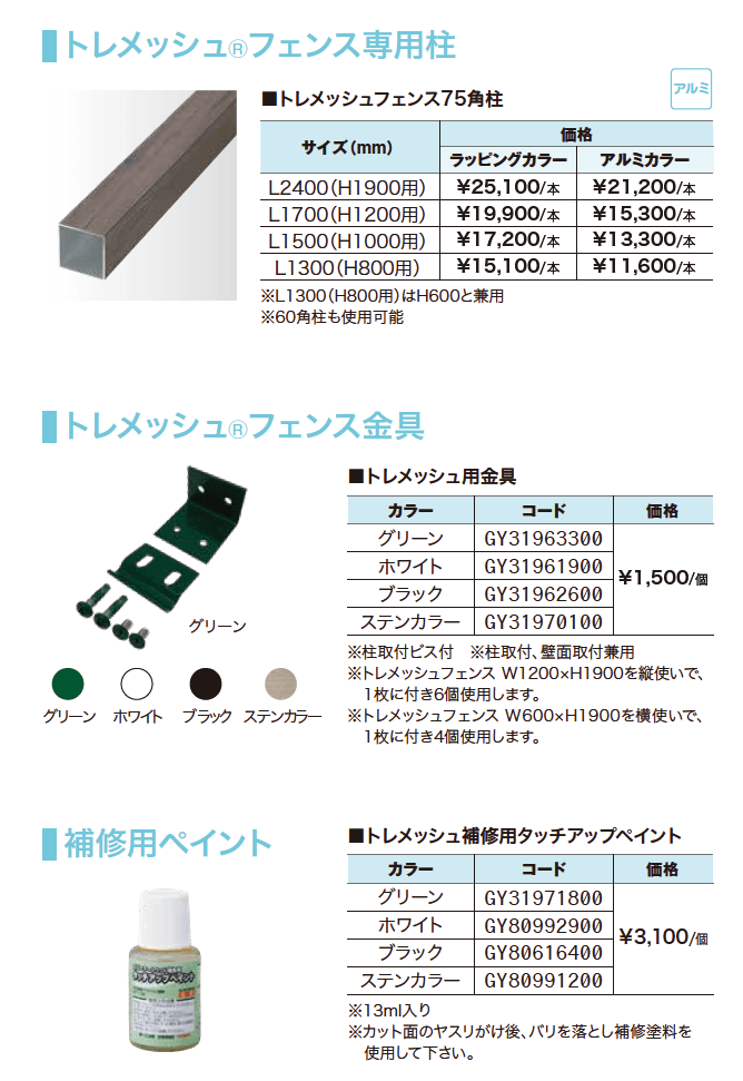 トレメッシュ フェンス【2023年版】_価格_2