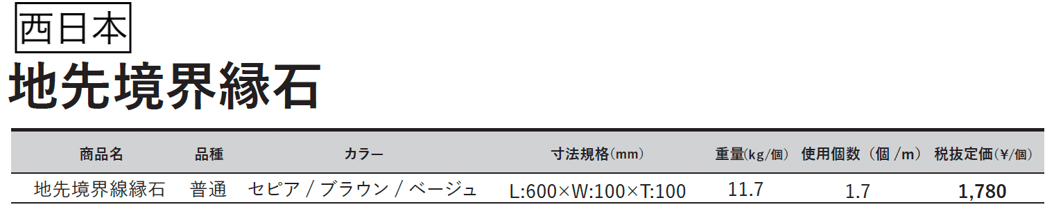 地先境界縁石【西日本・中京】【2023年版】_価格_1