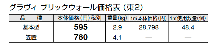 グラヴィブリック ウォール(組積材)【2024年版】_価格_2