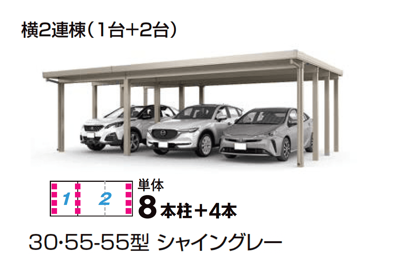 LIXILの「カーポートST 4500タイプ 3台用」のサブ画像2