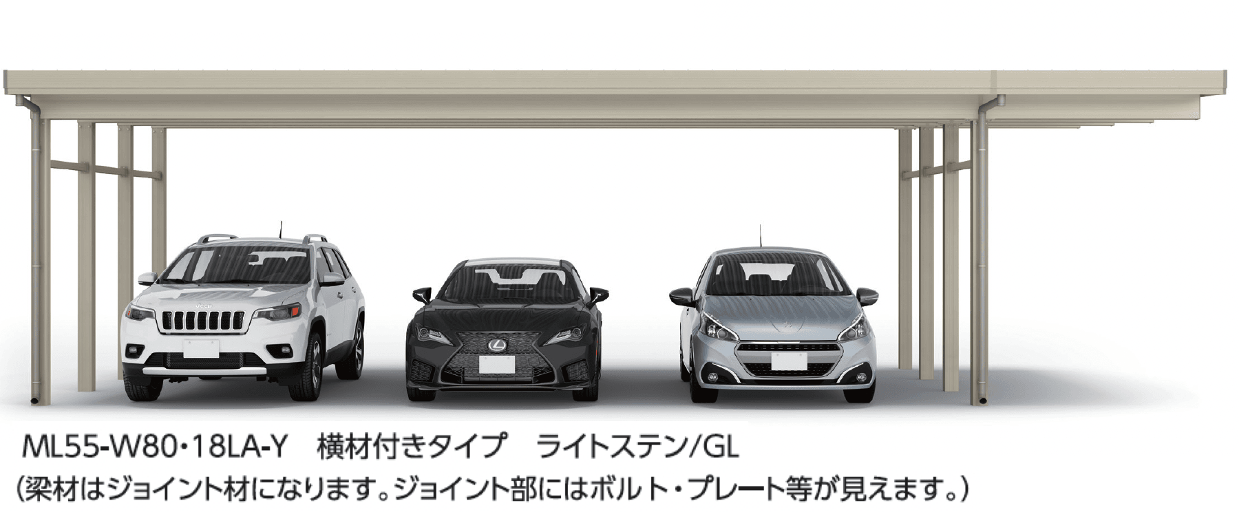 大仙の「SSポートGⅢ 積雪150cm 間口延長セット/3台用+α」