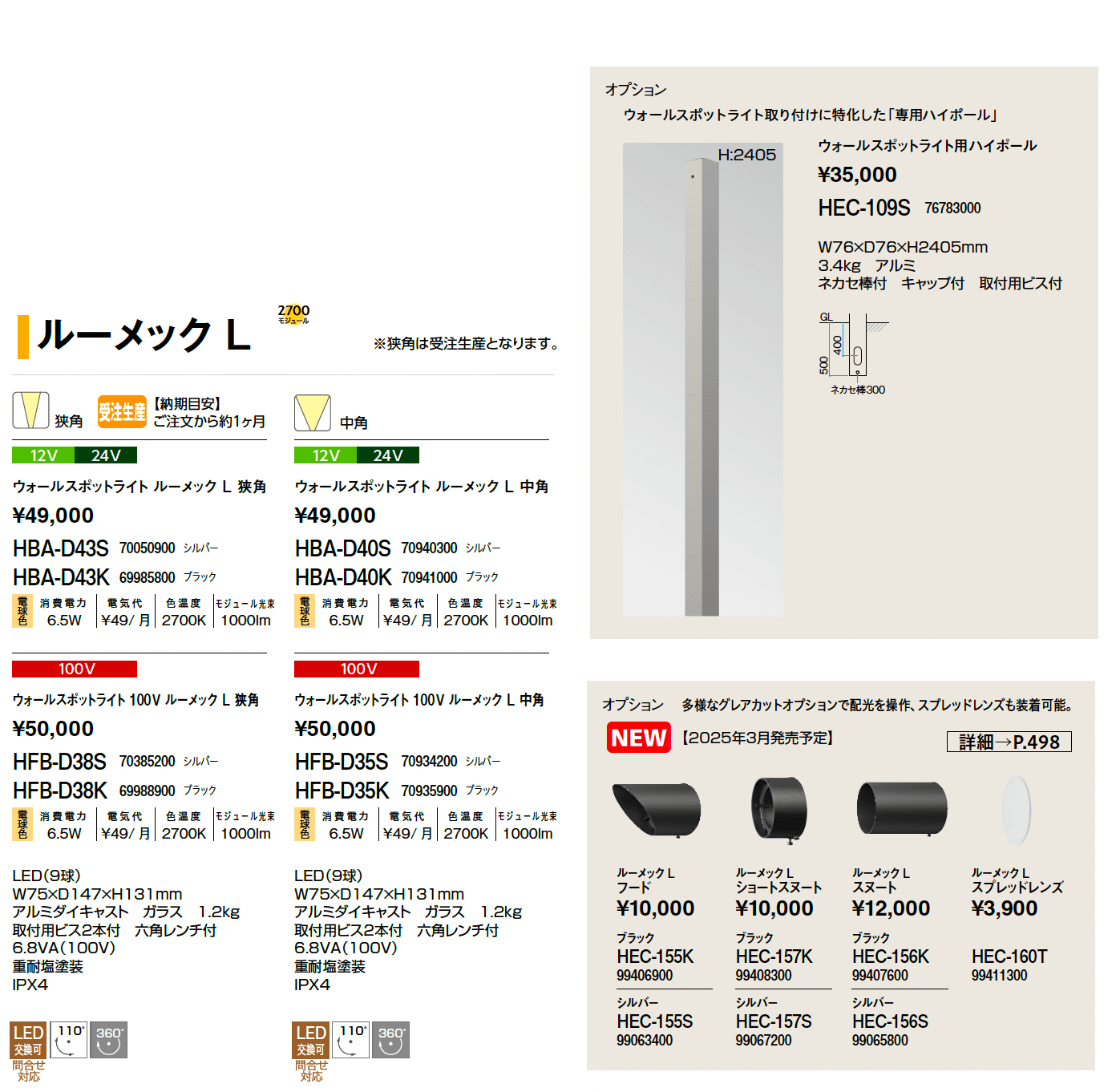ルーメック(ウォールスポットライト)_価格_2