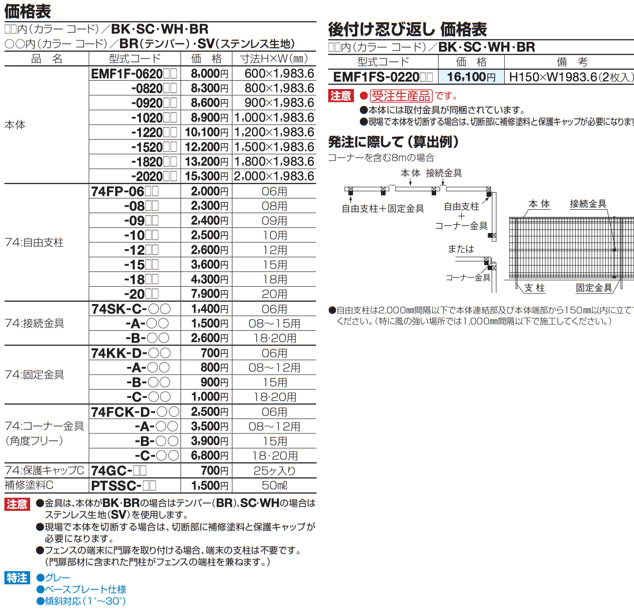 スチールメッシュフェンス EMF1F型【2023年版】_価格_2