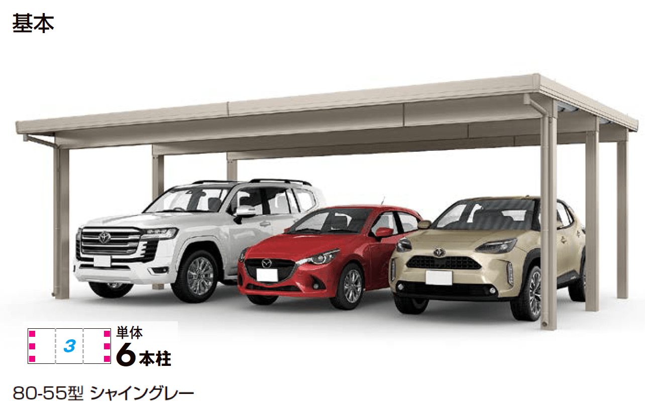 LIXILの「カーポートST 3000タイプ 3台用」のサブ画像1