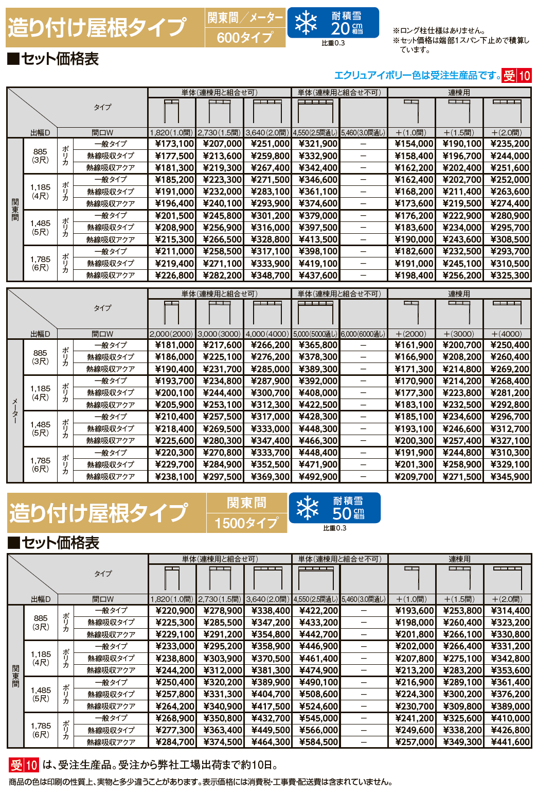 シュエット 造り付け屋根タイプ 関東間【2024年版】_価格_1