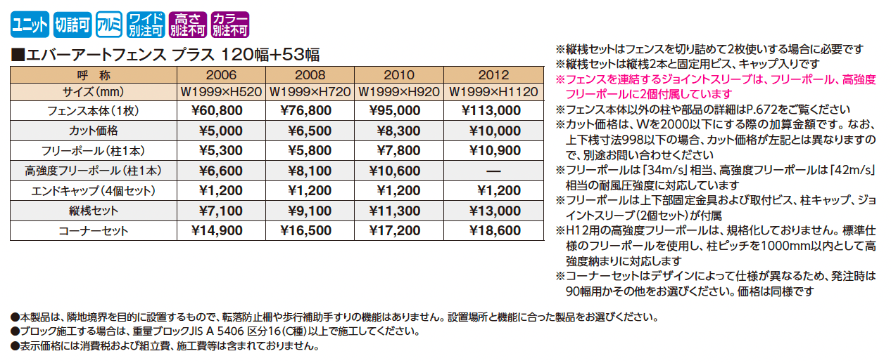 エバーアート®︎フェンスプラス 120幅+53幅【2025年版】_価格_1