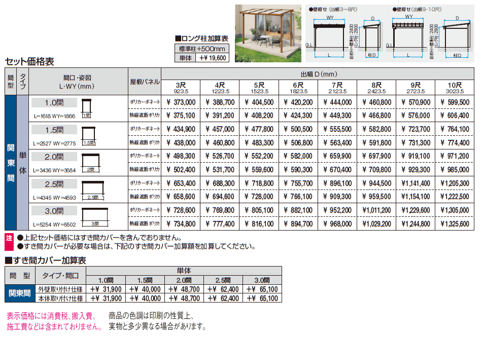 ナチュレN(NY型 600タイプ テラスタイプ/壁寄せ納まり)【2024年版】_価格_1