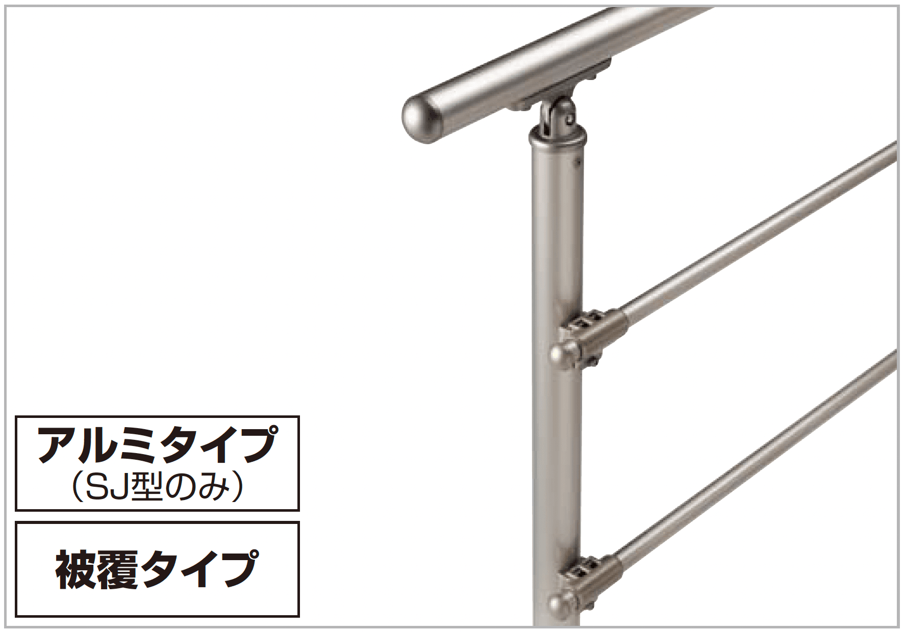 四国化成の「手すり セイフティビーム SU型Φ34mm / SJ型Φ38mm ビーム仕様・ビーム2段」