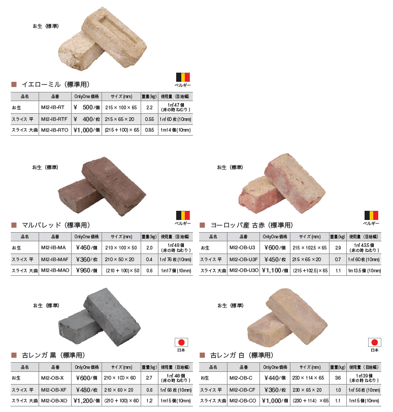 古・輸入レンガ【2023年版】_価格_1