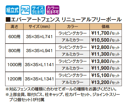 リニューアルフリーポール(エバーアート®︎フェンス/センシア)【2025年版】_価格_1