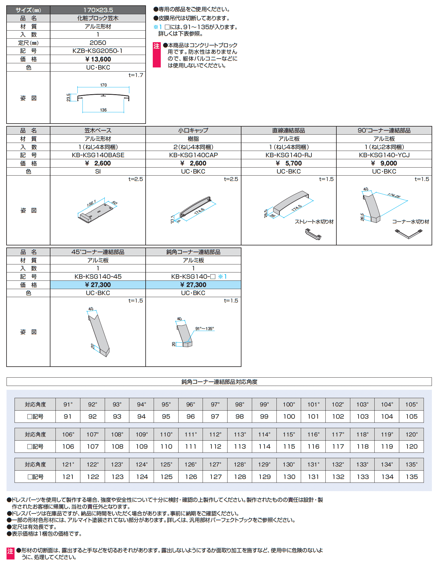 ドレスパーツ 化粧ブロック笠木(ブロック厚120㎜用)_価格_1
