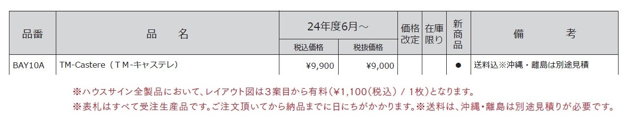 ハウスサイン TM-キャステレ【2024年版】_価格_1